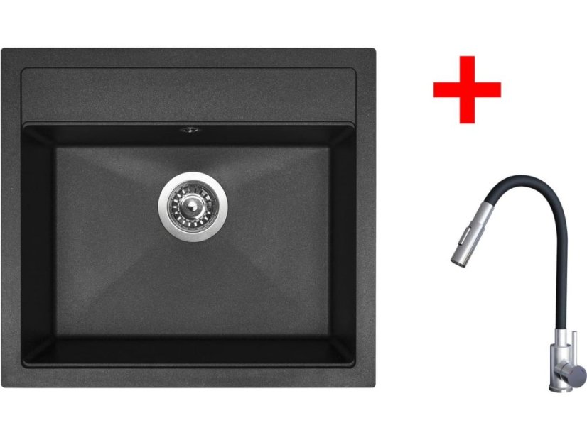 Set Sinks Solo 560 Granblack + Elasta S nerez/čierná