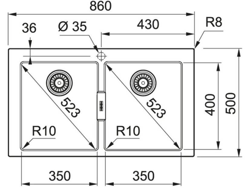 Tectonitový dřez Franke S2D 620-86 Šedá