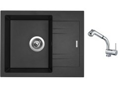 Set Sinks LINEA 600 N Metalblack + baterie Sinks MIX 3 S Chrom