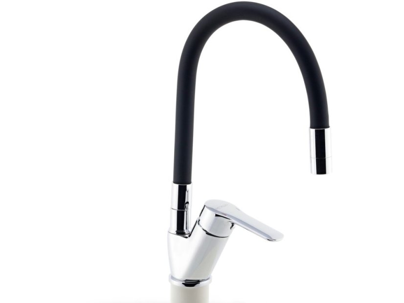 Drezová batéria s čiernym flexi ramenom Metalia 54, chróm