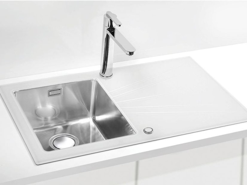 Sklenený drez Alveus Karat UP 10 ľavý biely