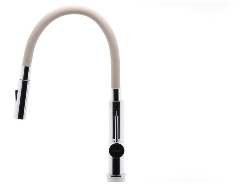 Drezová stojanková batéria s béžovým ramenom a sprškou