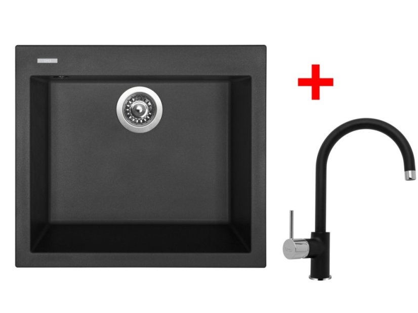 Set Sinks Cube 560 Pureblack + Vitalia GR - 1