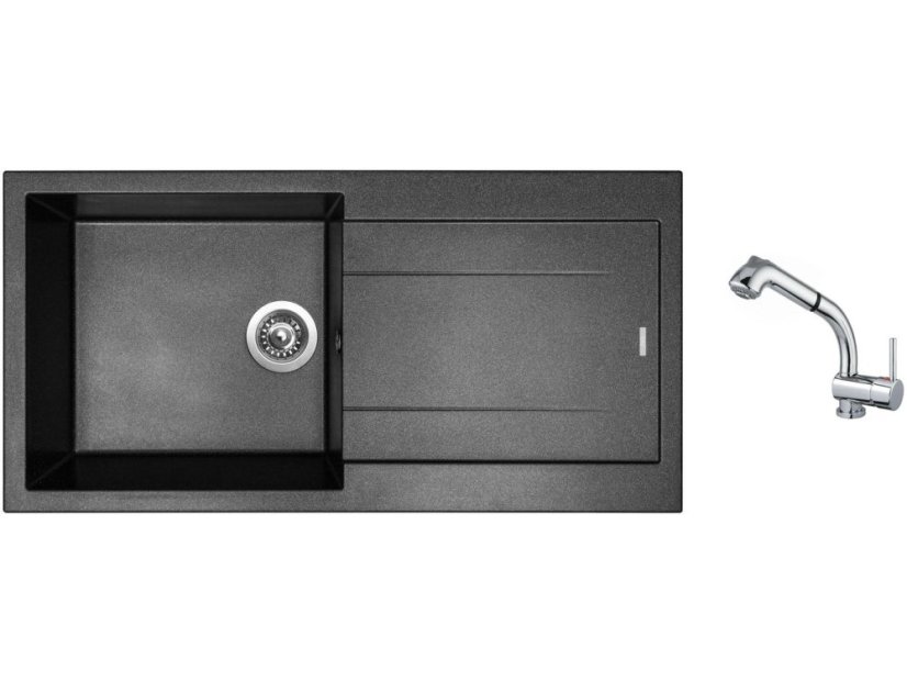 Set Sinks AMANDA 990 Metalblack + baterie Sinks MIX 3 S Chrom