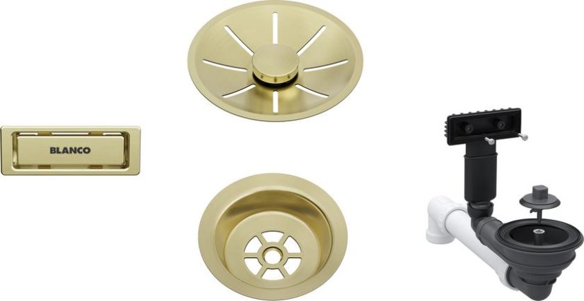 Odtoková sada 3 1" InFino pre jednu vaničku, prepad C-overflow, satin gold