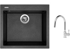 Set Sinks CUBE 560 Metalblack + batéria Sinks MIX 35 P chróm