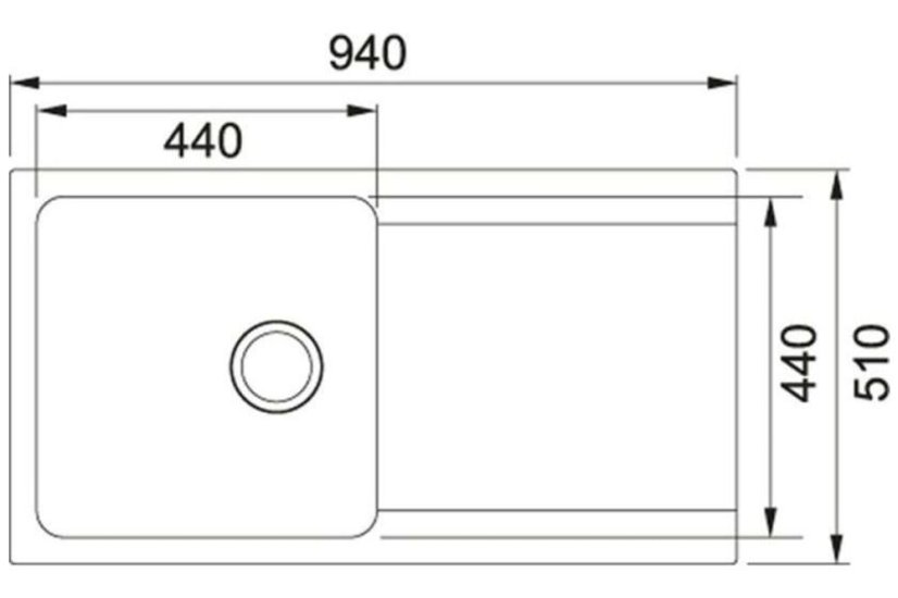 Tectonitový dřez Franke OID 611 Černá pravý -zhotovený otvor - obrázek 2