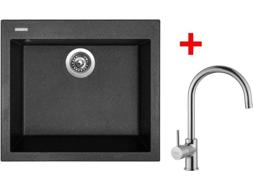 Set Sinks CUBE 560 Granblack + VITALIA Set Sinks CUBE 560 Granblack + VITALIA
