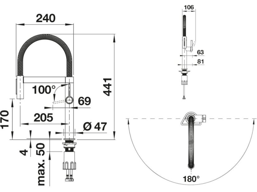 Dřezová baterie Blanco CULINA-S Mini II PVD satin platinum - 3