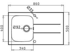 Drez so sklom Pyramis Concerto 86 x 50 1B 1D Čierny