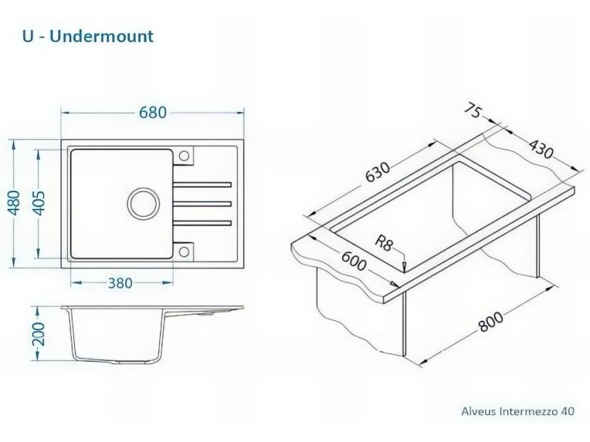 Granitový dřez Alveus Intermezzo 40 beige