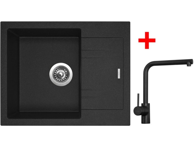 Sinks LINEA 600 Granblack + Elka čierná matná