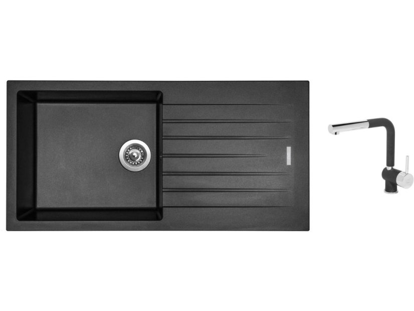 Set Sinks PERFECTO 1000 Metalblack + baterie Sinks MIX 3 P Metalblack