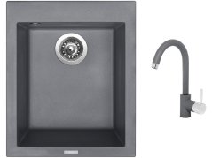 Set Sinks CUBE 410 Titanium + baterie Sinks MIX 35 Titanium Set Sinks CUBE 410 Titanium + baterie Sinks MIX 35 Titanium