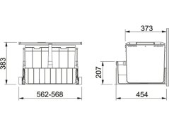 Výsuvný odpadkový kôš Franke 300-60, 2x10 + 22 litrov