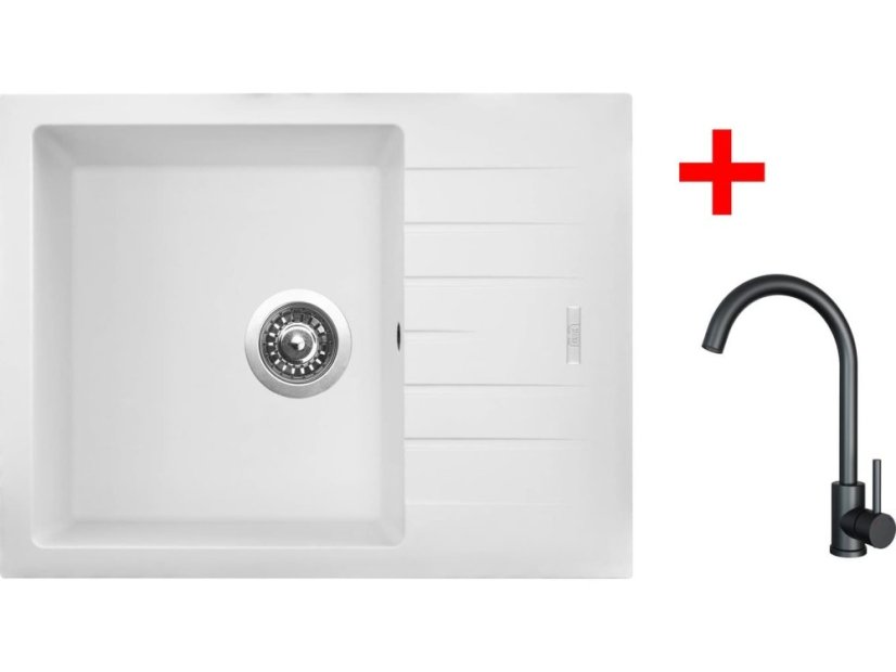 Sinks PERFECTO 650 Milk + ARCO černá matná