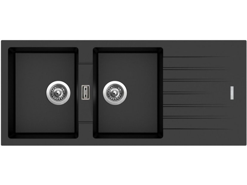 Set Sinks Perfecto 1160 Duo Metalblack + Mix 3 P GR