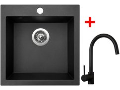 Set Sinks Viva 455 Metalblack + Vitalia černá matná