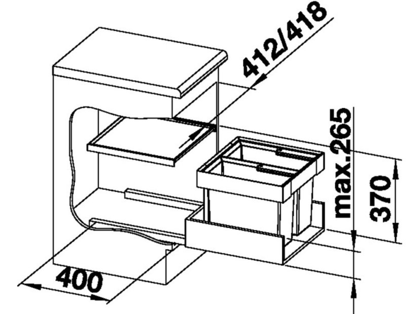 Odpadkový koš Blanco Flexon II 45/2 nákres