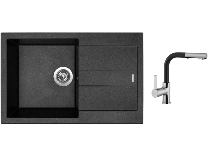 Set Sinks AMANDA 780 Metalblack + batéria Sinks ENIGMA S Metalblack