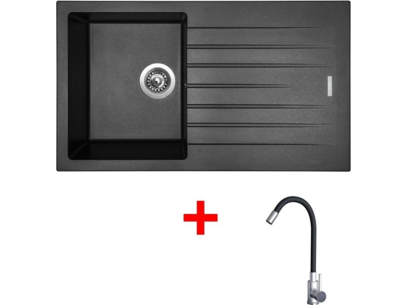 Set Sinks Perfecto 860 Metalblack + Elasta nerez/černá