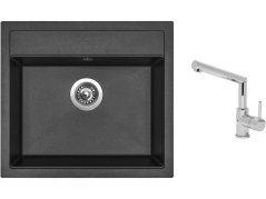 Set Sinks SOLO 560 Metalblack + batéria Sinks MIX 350 P chróm