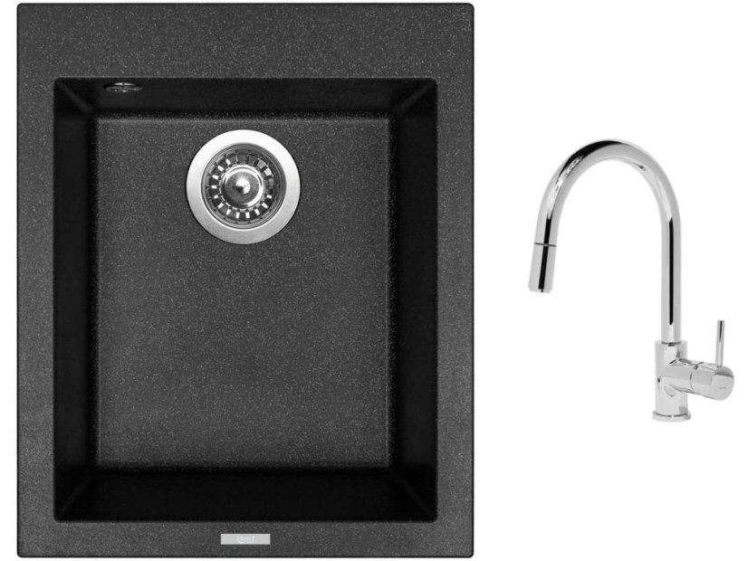 Set Sinks CUBE 410 Granblack + batéria Sinks MIX 35 P chróm