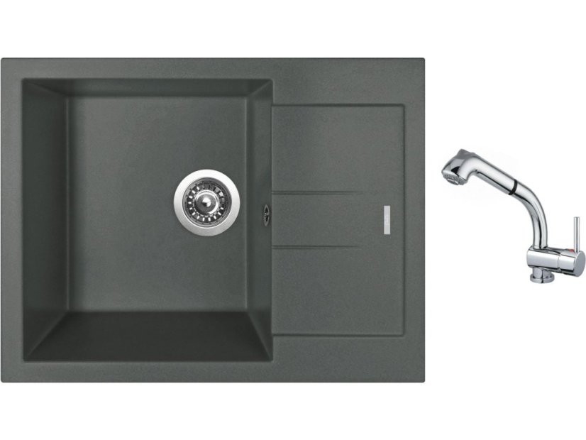 Set Sinks AMANDA 650 Titanium + baterie Sinks MIX 3 S Chrom