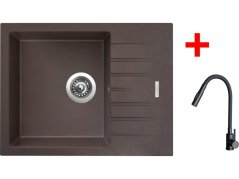 Sinks PERFECTO 650 Marone + ELASTA S čierná matná
