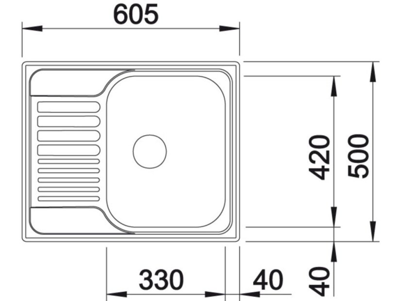 Nerezový dřez Blanco TIPO 45 S Mini nákres