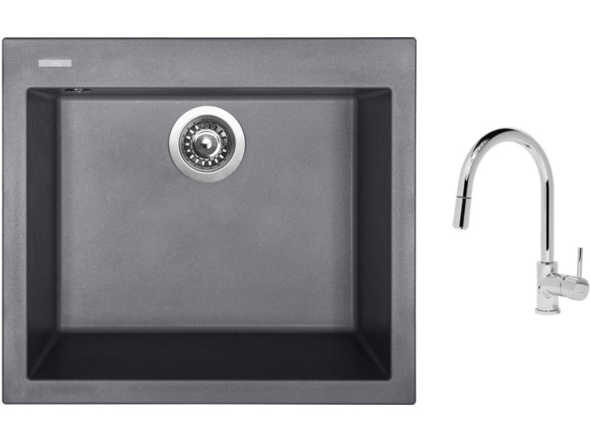 Set Sinks CUBE 560 Titanium + batéria Sinks MIX 35 P chróm