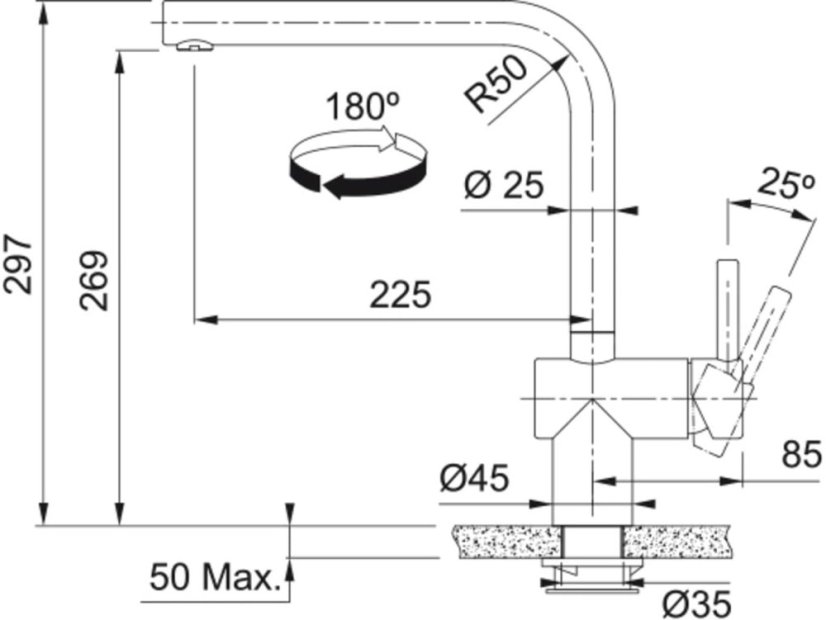 Drezová batéria Franke FC 5489.502 Atlas Neo Sensor Čierna