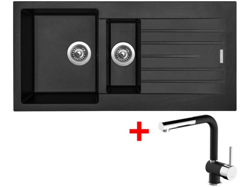 Set Sinks Perfecto 1000.1 Pureblack + Mix 3 P GR N6