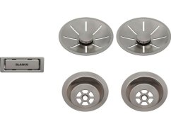 Odtoková sada InFino s přepadem C-overflow, satin dark platinum pro dva dřezy
