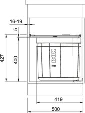Odpadkový koš Franke Solo 50 nákres
