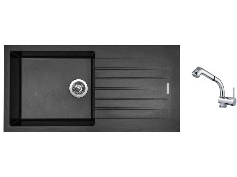 Set Sinks PERFECTO 1000 Metalblack + baterie Sinks MIX 3 S Chrom