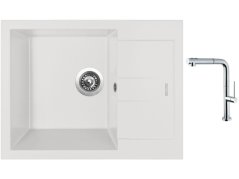 Set Sinks AMANDA 650 Milk + baterie Sinks SLIM S2 kartáčovaná