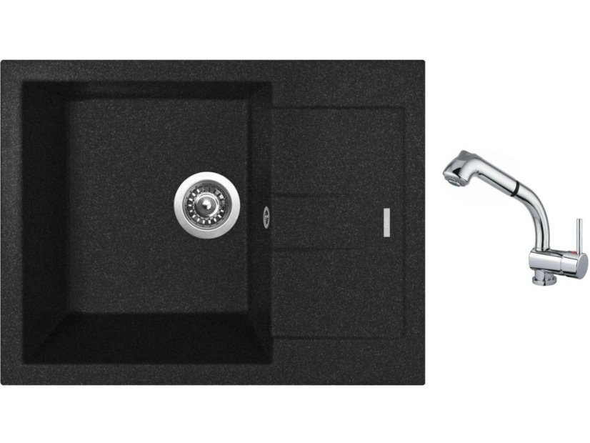 Set Sinks AMANDA 650 Granblack + batéria Sinks MIX 3 S Chróm