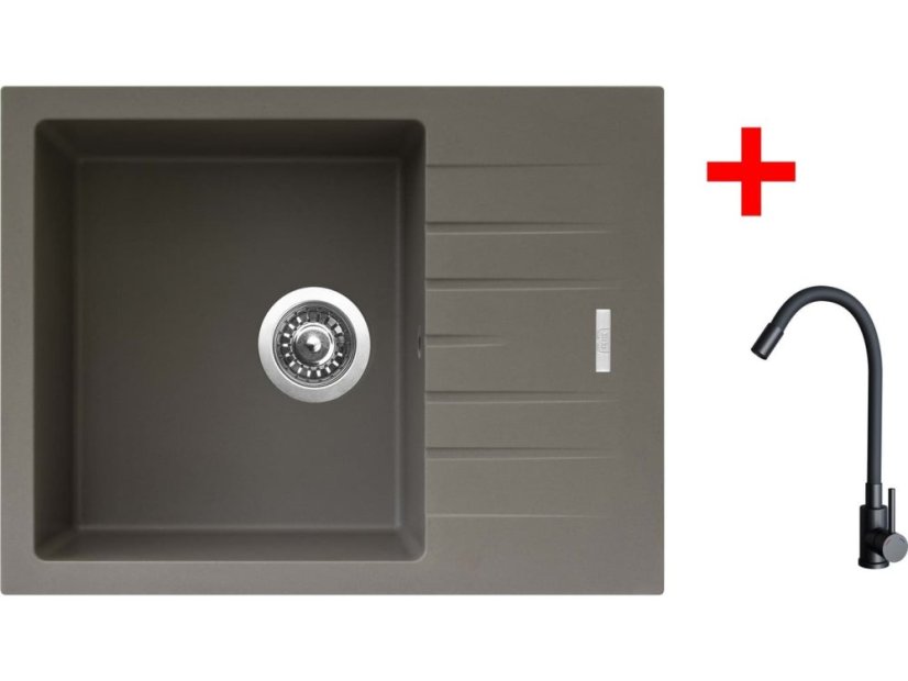 Sinks PERFECTO 650 Truffle + ELASTA černá matná