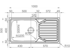 Nerezový drez Sinks OKIOPLUS 1000 V 0,7mm leštený