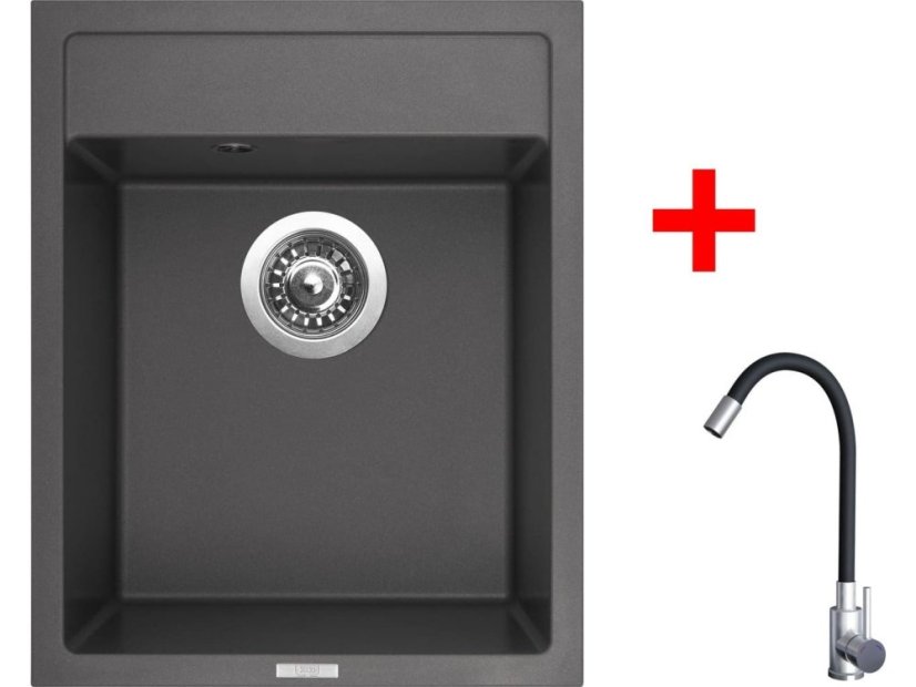 Sinks CLASSIC 400 Pureblack + ELASTA nerez/čierná