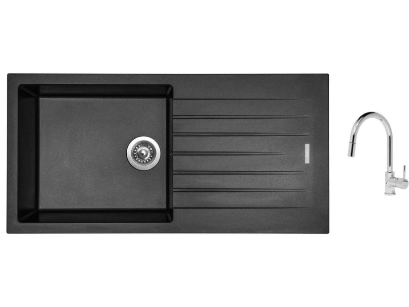Set Sinks PERFECTO 1000 Metalblack + baterie Sinks MIX 35 P chrom