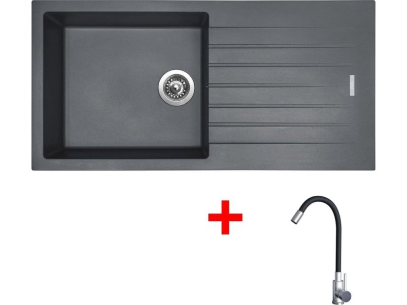 Set Sinks Perfecto 1000 Titanium + Elasta nerez/černá