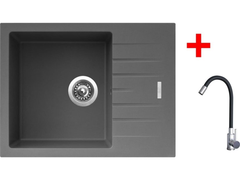 Sinks PERFECTO 650 Titanium + Elasta nerez/čierná