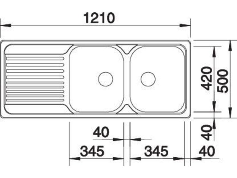 Nerezový dřez Blanco TIPO 8 S Nerez nákres