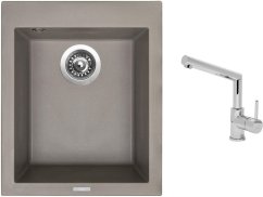 Set Sinks CUBE 410 Truffle + batéria Sinks MIX 350 P chróm