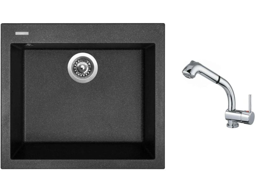 Set Sinks CUBE 560 Granblack + baterie Sinks MIX 3 S Chrom