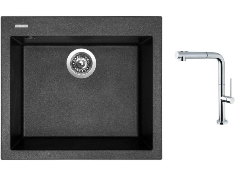 Set Sinks CUBE 560 Metalblack + baterie Sinks SLIM S2 kartáčovaná