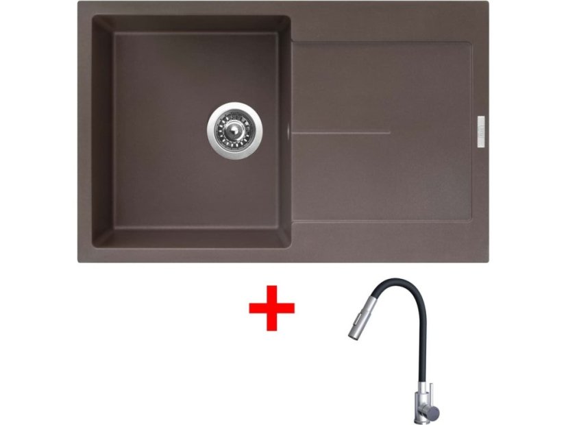 Sinks ULTIMA 790 Marone + ELASTA S nerez/černá