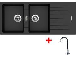 Set Sinks Perfecto 1160 Duo Metalblack + Elasta nerez/černá